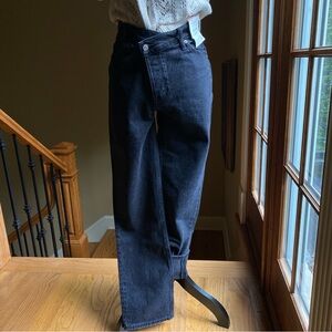 NWT Abercrombie & Fitch Button Fly Dad Style Black Denim Jeans